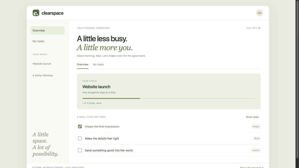 Clearspace — Task Manager interface preview